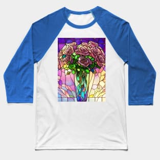 Stained Glass Roses In A Vase Baseball T-Shirt